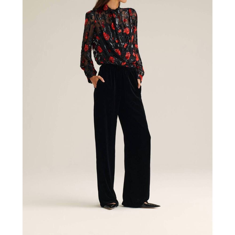 NEW SCANLAN THEODORE velvet soft trouser in black